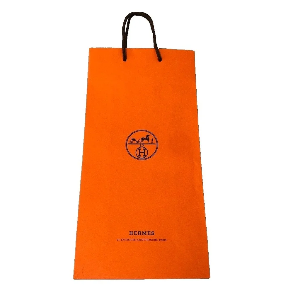 Hermes Authentic Orange Paper Shopping Bag Gift Small Rectangle 16x8.5x3.75